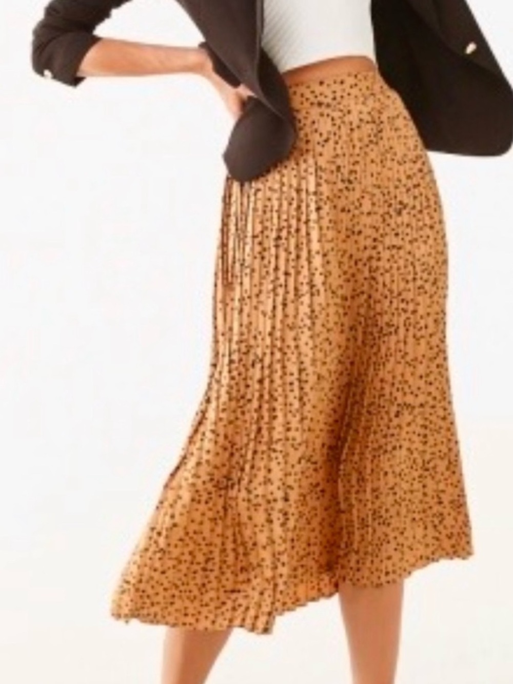 NWOT J. Crew Pleated Midi Dot Skirt